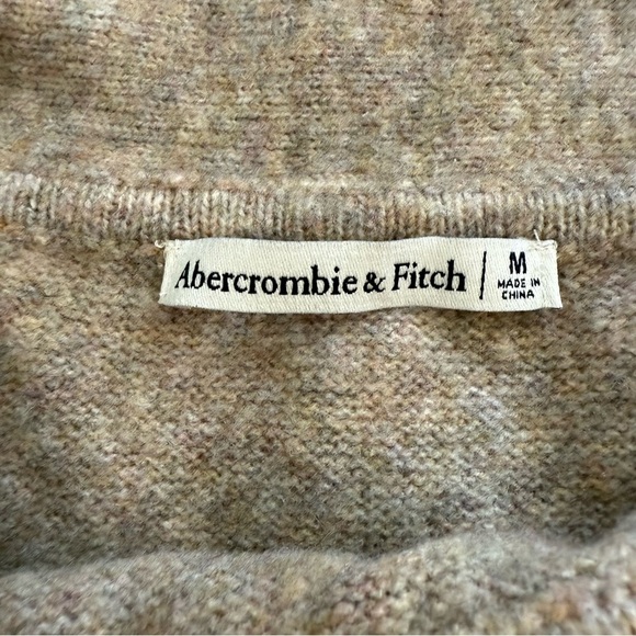Abercrombie & Fitch Tan Off Shoulder Wool Blend Soft 3/4 Sleeve Sweater Top Sz M - Picture 5 of 12